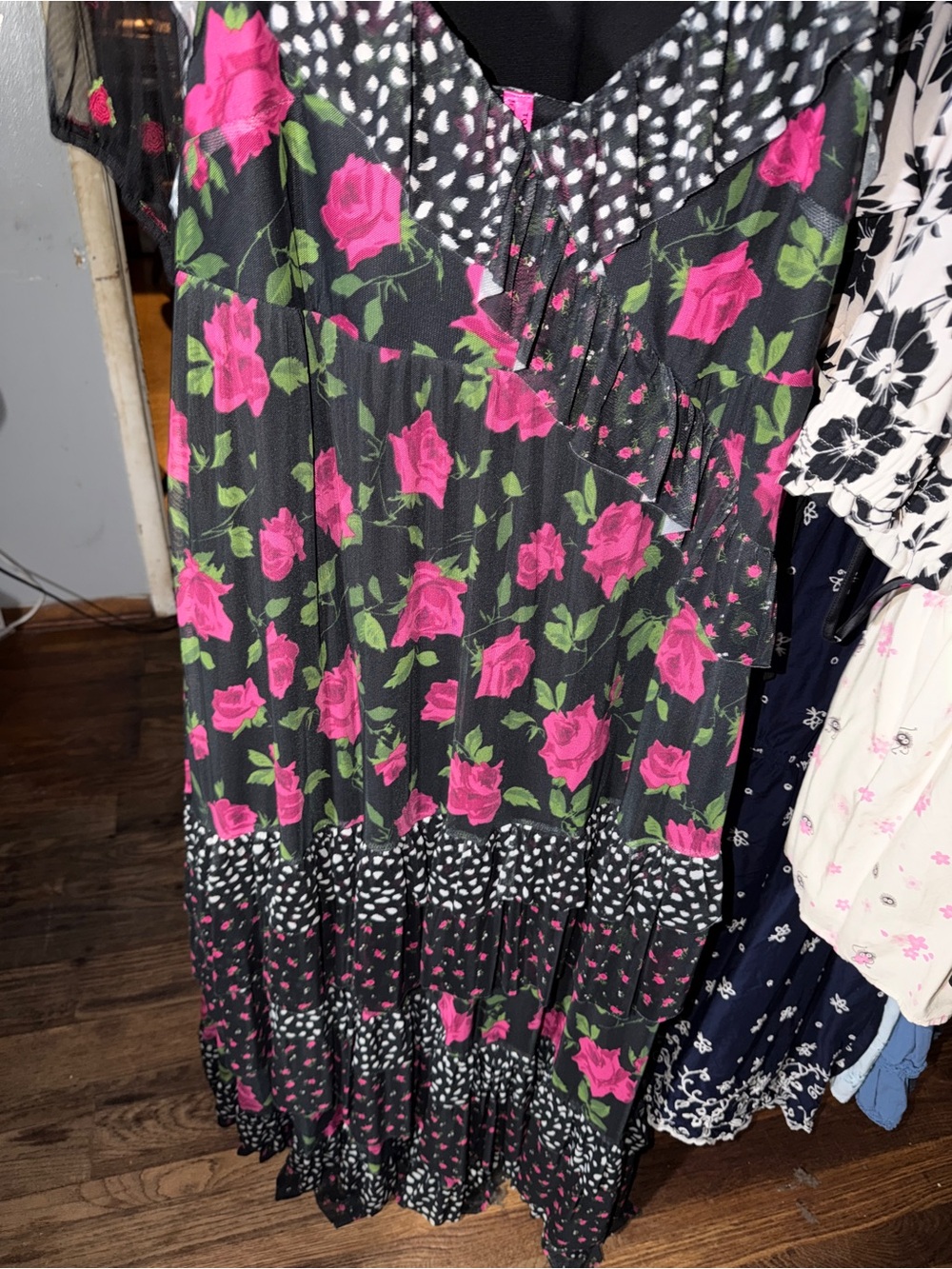 torrid x Betsy Johnson Black Maxi Dress with Pink Rose Print - Picture 2 of 5